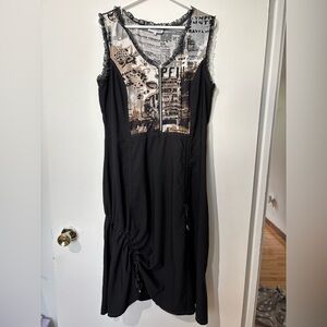 ✨Marie Claire Size 13 Vintage Graphic Print Zip-Up Dress